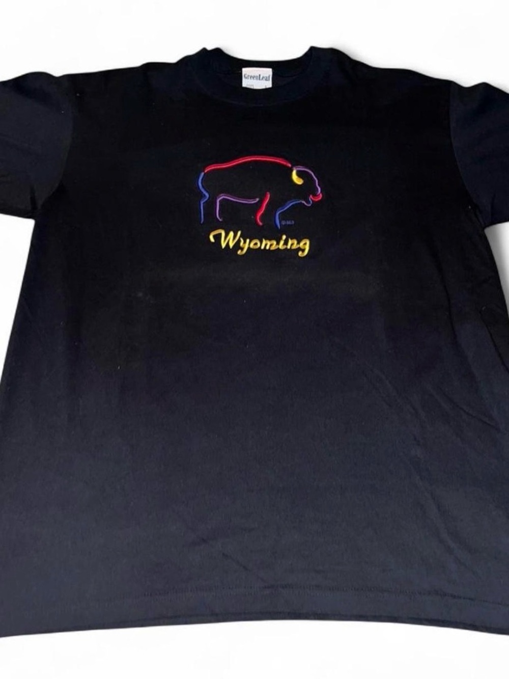 Men’s Vintage 90s Wyoming Embroidered Buffalo Black Shirt Size L